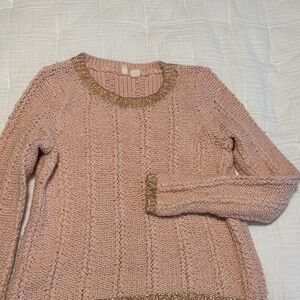 Moth Pink Sweater with rose gold trim. Size small.